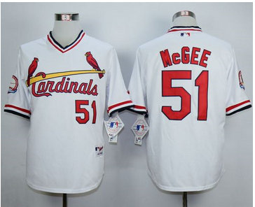 St. Louis Cardinals #51 Willie McGee White 1982 Turn Back The Clock Stitched Baseball Jersey