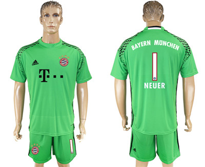 2017-18 Bayern Munich 1 NEUER Green Goalkeeper Soccer Jersey 2017-18 Bayern Munich 1 NEUER Green Goalkeeper Soccer Jersey
