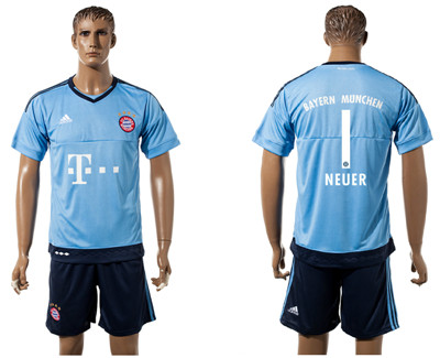 2017-18 Bayern Munich 1 NEUER Light Blue Goalkeeper Soccer Jersey 2017-18 Bayern Munich 1 NEUER Light Blue Goalkeeper Soccer Jersey