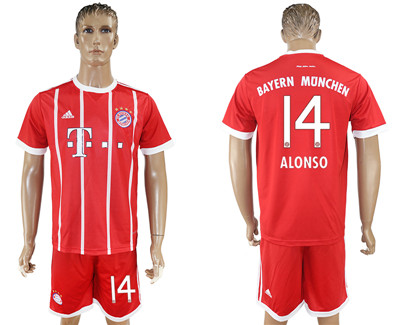 2017-18 Bayern Munich 14 ALONSO Home Soccer Jersey