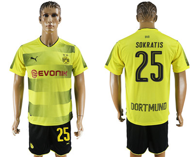 2017-18 Dortmund 25 SOKRATIS Home Soccer Jersey
