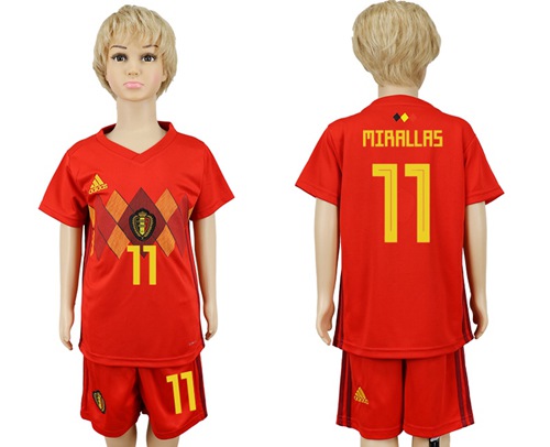 2018 World Cup Belgium #11 Mirallas Red Home Kid Soccer Country Jersey