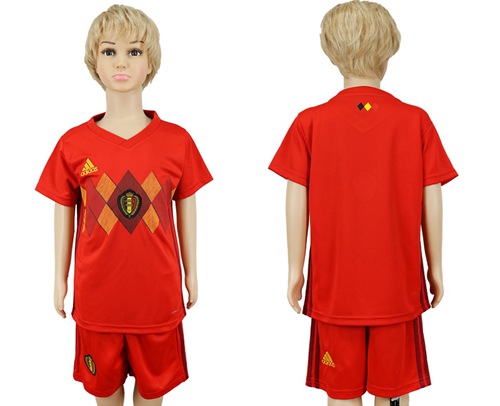 2018 World Cup Belgium Blank Red Home Kid Soccer Country Jersey