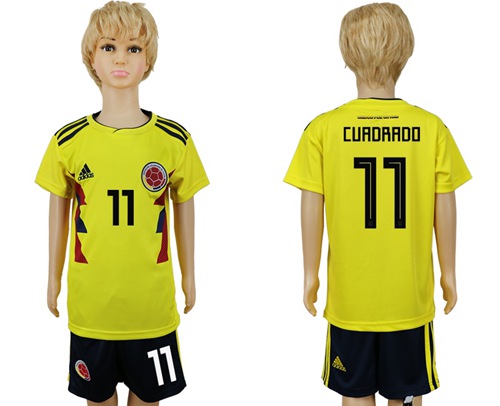 2018 World Cup Colombia #11 Cuadrado Home Kid Soccer Country Jersey 2018 World Cup Colombia #11 Cuadrado Home Kid Soccer Country Jersey