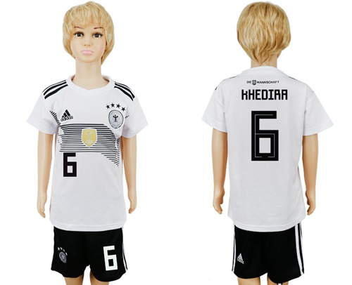 2018 World Cup Germany #6 Khedira White Home Kid Soccer Country Jersey