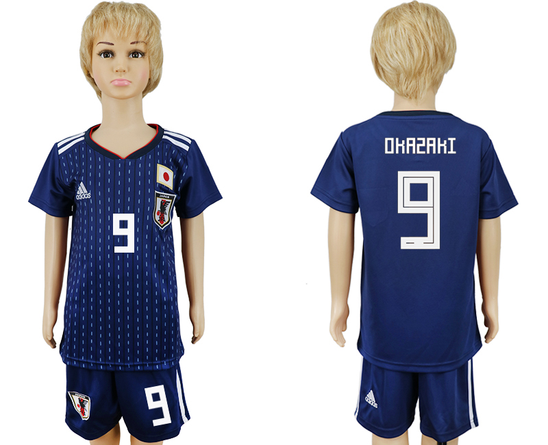 2018 World Cup Kid Japan #9 Okazaki Home Soccer Country Jersey