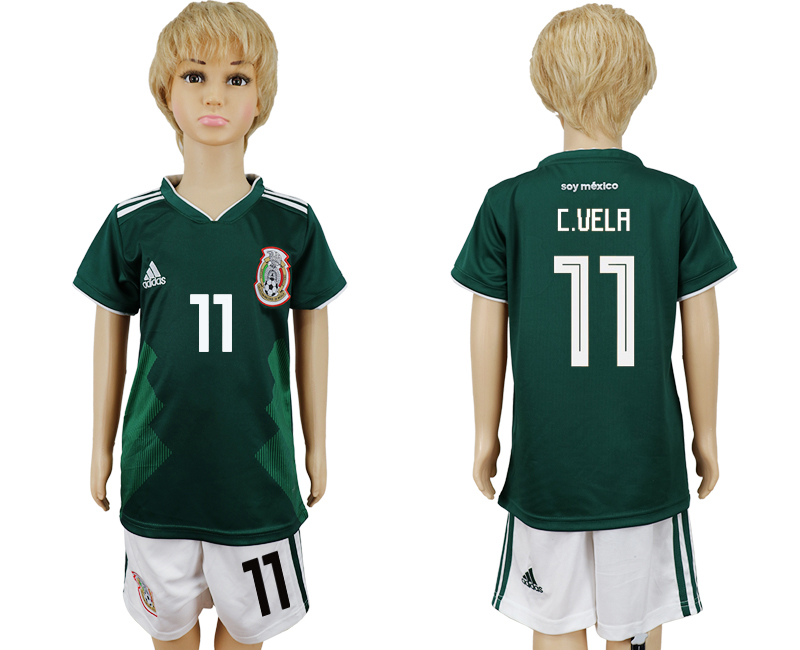 2018 World Cup Kid Mexico #11 C.Vela Home Soccer Country Jersey 2018 World Cup Kid Mexico #11 C.Vela Home Soccer Country Jersey