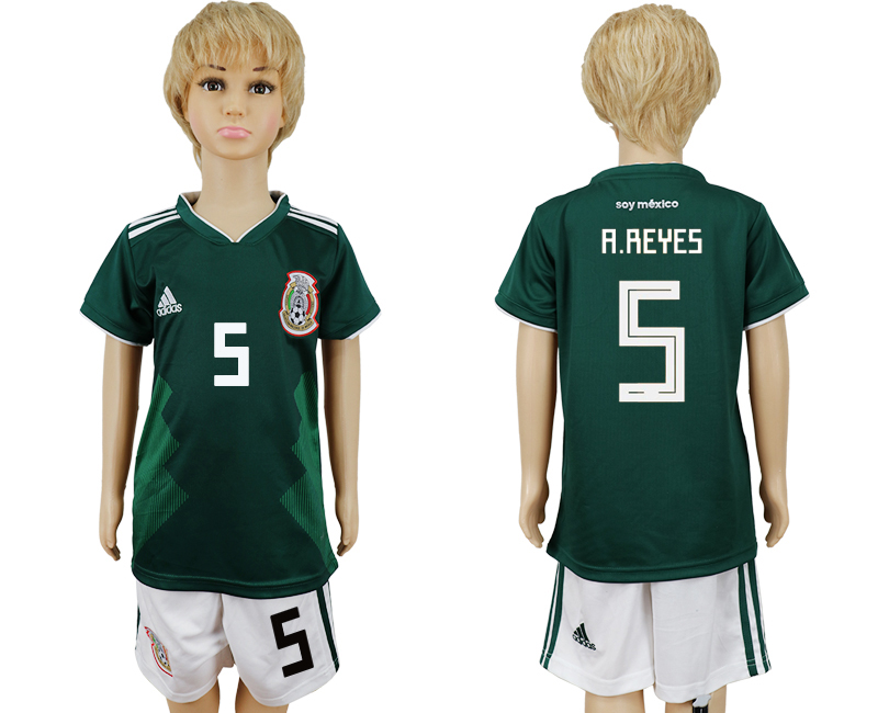 2018 World Cup Kid Mexico #5 A.Reyes Home Soccer Country Jersey 2018 World Cup Kid Mexico #5 A.Reyes Home Soccer Country Jersey