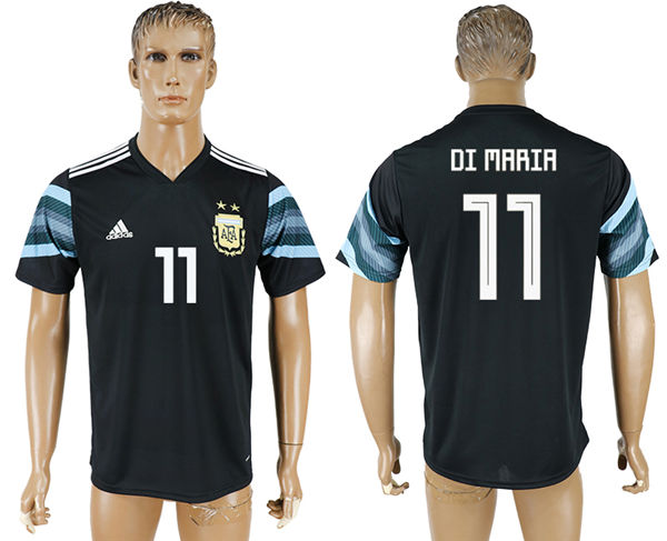2018 World Cup Men Argentina #11 Di Maria Away Black Soccer Country Jersey