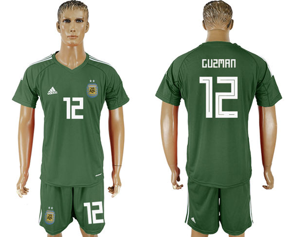 2018 World Cup Men Argentina #12 Guzman Away Dark Green Soccer Country Jersey