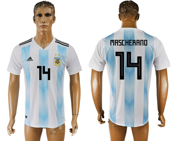 2018 World Cup Men Argentina #14 Mascherano Away Soccer Country Jersey