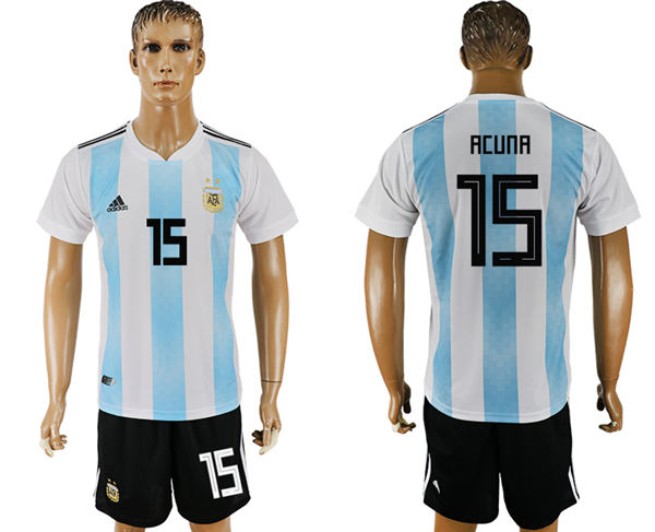2018 World Cup Men Argentina #15 Acuna Away Soccer Country Jersey