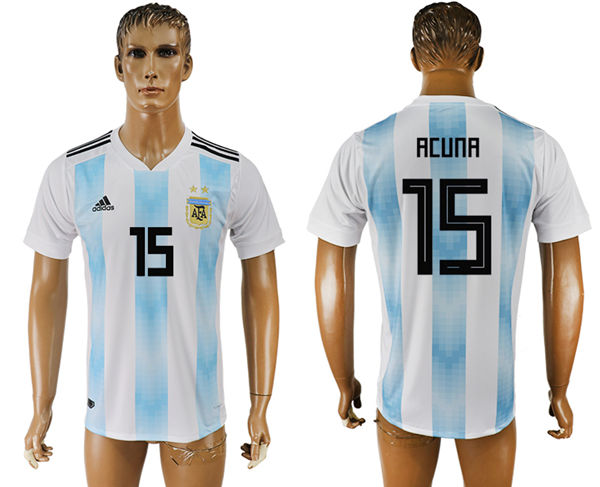 2018 World Cup Men Argentina #15 Acuna Away Soccer Country Jersey