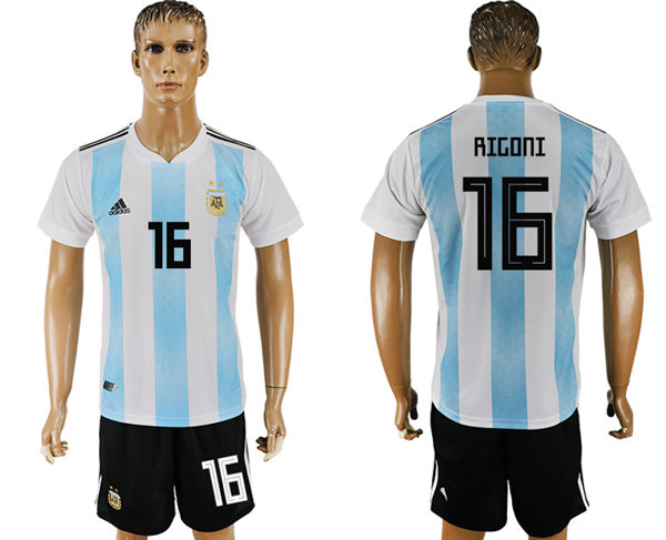2018 World Cup Men Argentina #16 Rigoni Away Soccer Country Jersey 2018 World Cup Men Argentina #16 Rigoni Away Soccer Country Jersey