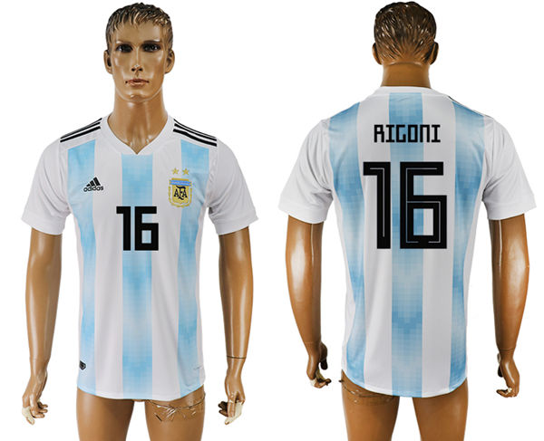 2018 World Cup Men Argentina #16 Rigoni Away Soccer Country Jersey