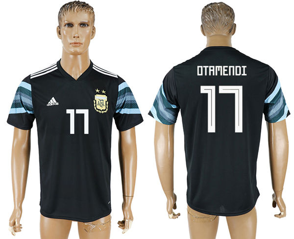 2018 World Cup Men Argentina #17 Otamemdi Away Black Soccer Country Jersey
