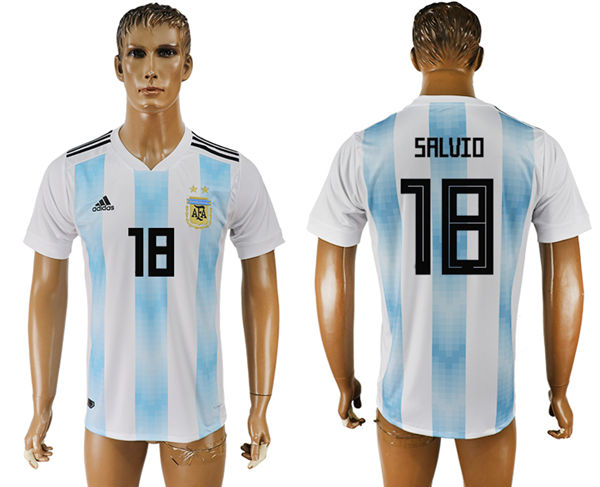 2018 World Cup Men Argentina #18 Salvio Away Soccer Country Jersey