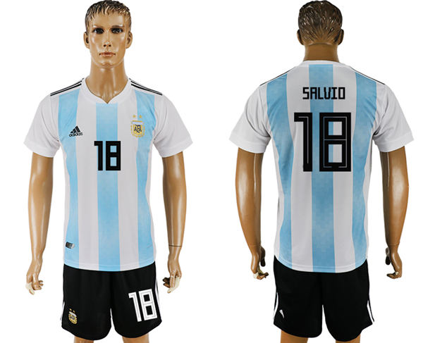 2018 World Cup Men Argentina #18 Salvio Away Soccer Country Jersey