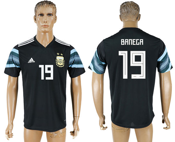 2018 World Cup Men Argentina #19 Banega Away Black Soccer Country Jersey