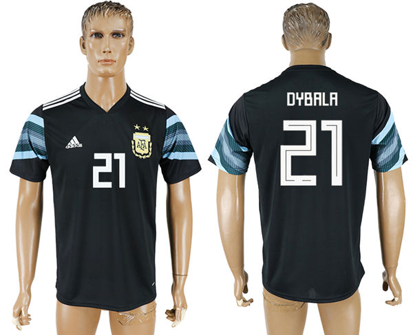 2018 World Cup Men Argentina #21 Dybala Away Black Soccer Country Jersey