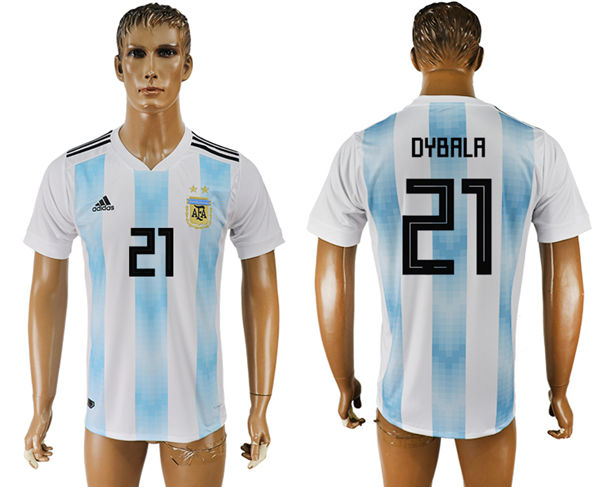 2018 World Cup Men Argentina #21 Dybala Away Soccer Country Jersey