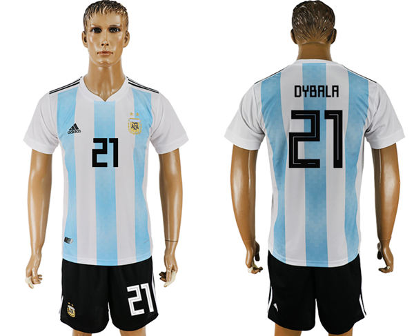 2018 World Cup Men Argentina #21 Dybala Away Soccer Country Jersey
