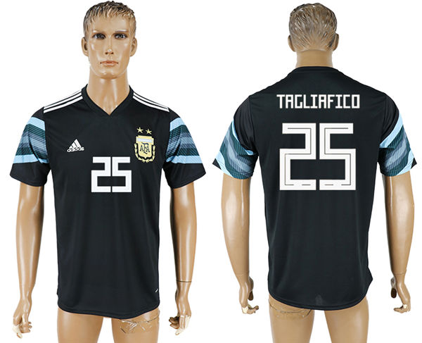 2018 World Cup Men Argentina #25 Tagliafico Away  Black Soccer Country Jersey