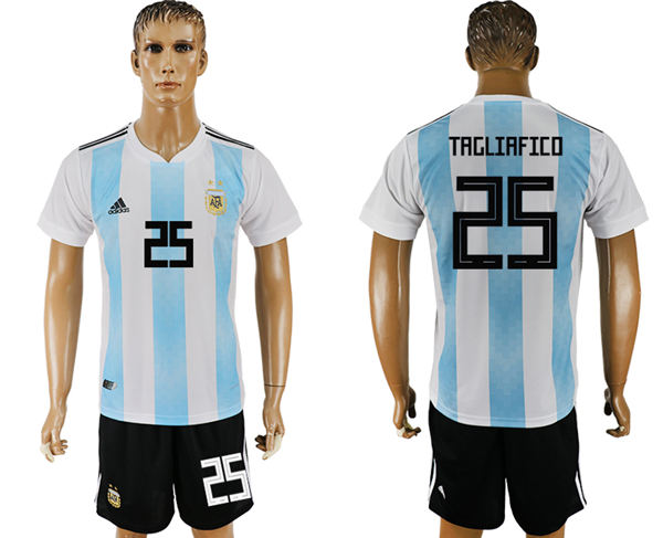 2018 World Cup Men Argentina #25 Tagliafico Away Soccer Country Jersey