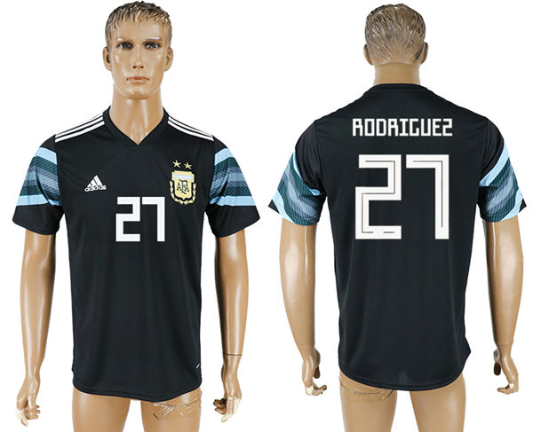 2018 World Cup Men Argentina #27 Rodriguez Away Black Soccer Country Jersey