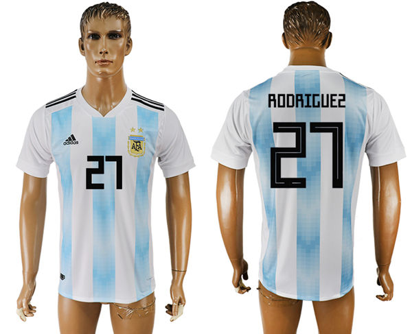 2018 World Cup Men Argentina #27 Rodriguez Away Soccer Country Jersey