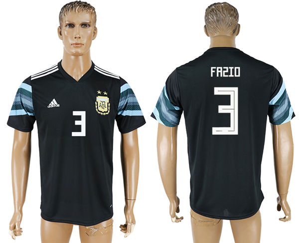 2018 World Cup Men Argentina #3 Fazio Away Soccer Black Country Jersey