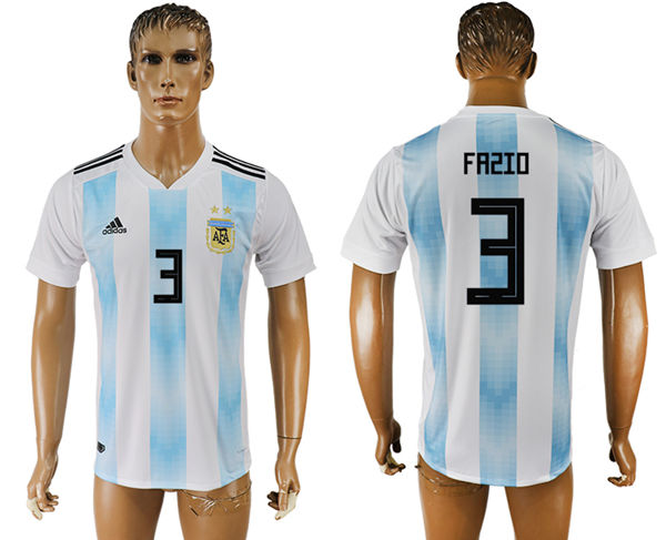 2018 World Cup Men Argentina #3 Fazio Away Soccer Country Jersey