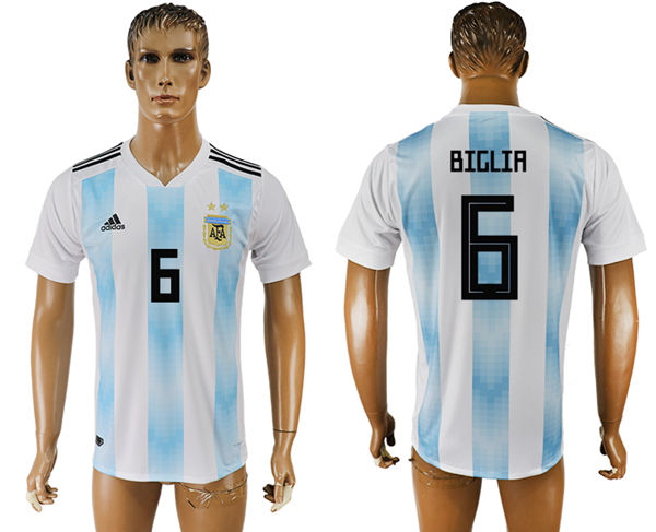 2018 World Cup Men Argentina #6 Biglia Away Soccer Country Jersey