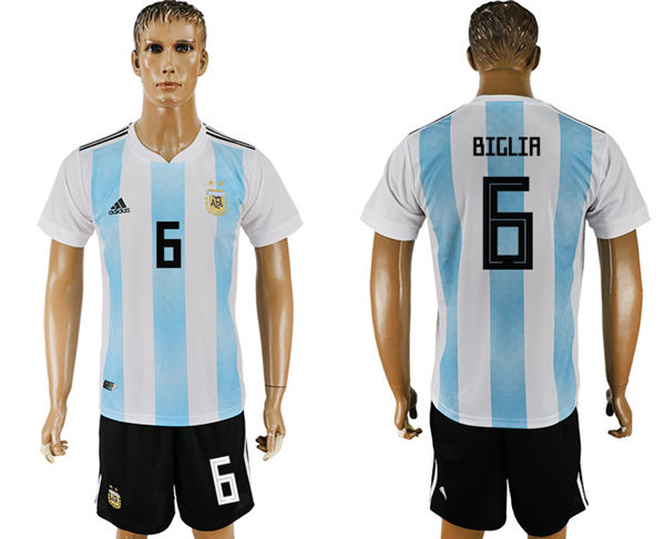 2018 World Cup Men Argentina #6 Biglia Away Soccer Country Jersey