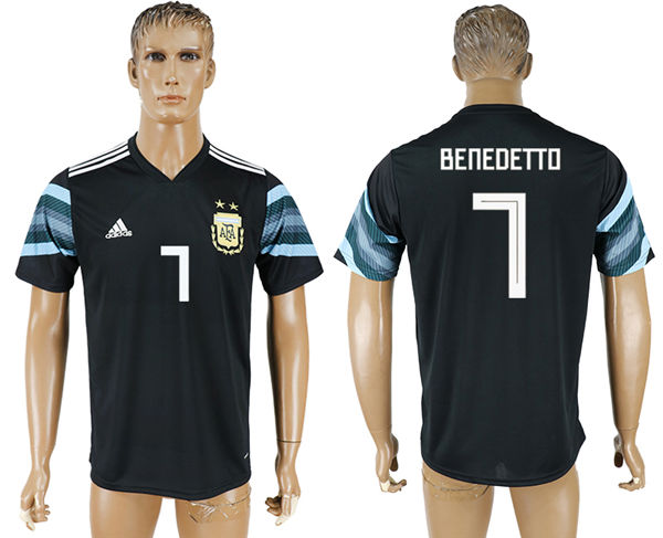 2018 World Cup Men Argentina #7 Benedetto Away Black Soccer Country Jersey