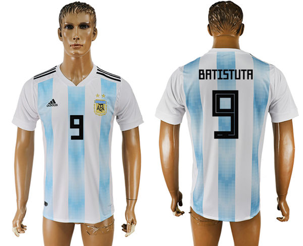 2018 World Cup Men Argentina #9 Batistuta Away Soccer Country Jersey