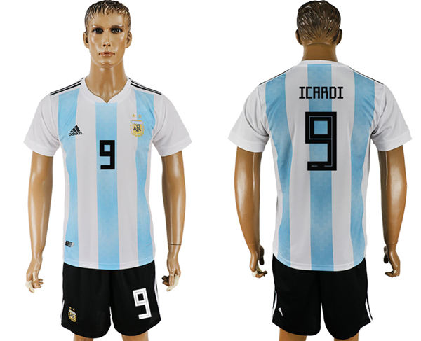 2018 World Cup Men Argentina #9 Icardi Away Soccer Country Jersey