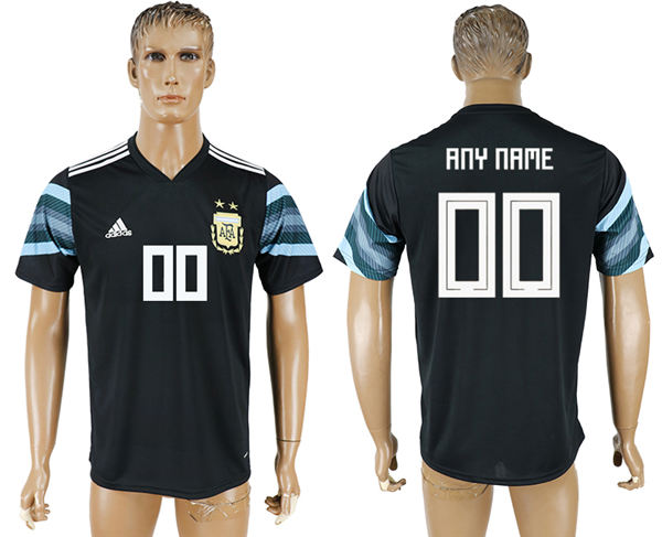2018 World Cup Men Argentina Away Black Customized Soccer Country Jersey