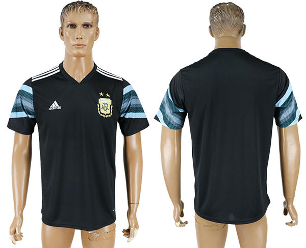 2018 World Cup Men Argentina Blank Away Black Soccer  Country Jersey