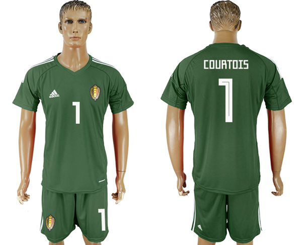 2018 World Cup Men Belgium #1 Courtois Dark Green Home Soccer Country Jersey