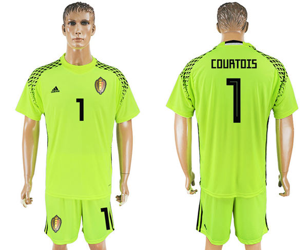 2018 World Cup Men Belgium #1 Courtois Green Home Soccer Country Jersey