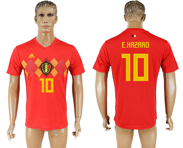 2018 World Cup Men Belgium #10 E.Hazard Red Home Soccer Country Jersey
