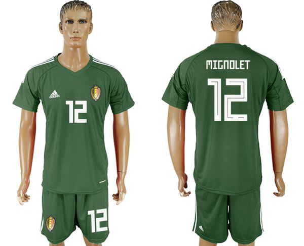 2018 World Cup Men Belgium #12 Mignolet Dark Green Home Soccer Country Jersey