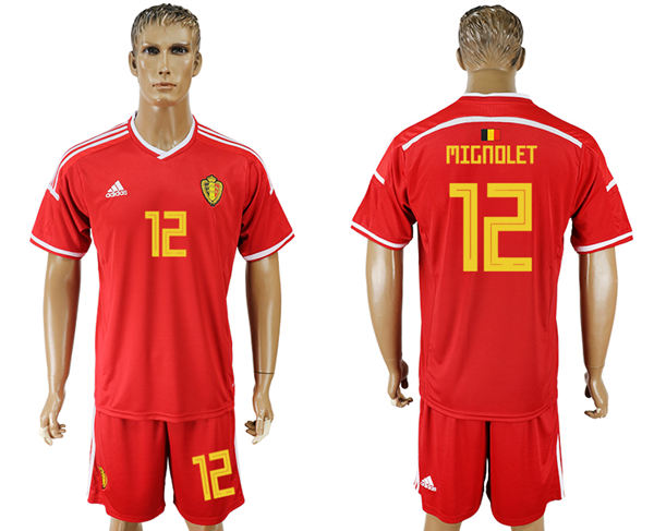 2018 World Cup Men Belgium #12 Mignolet Deep Red Home Soccer Country Jersey