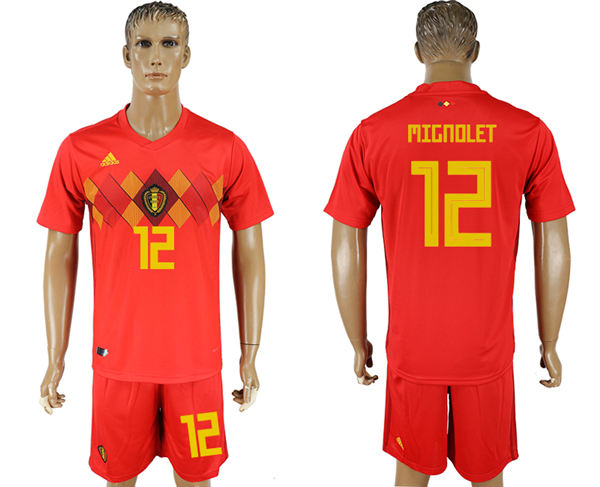 2018 World Cup Men Belgium #12 Mignolet Red Home Soccer Country Jersey