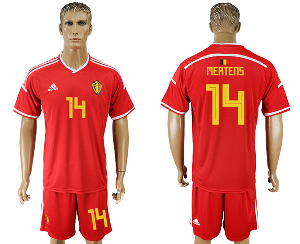 2018 World Cup Men Belgium #14 Mertens Deep Red Home Soccer Country Jersey