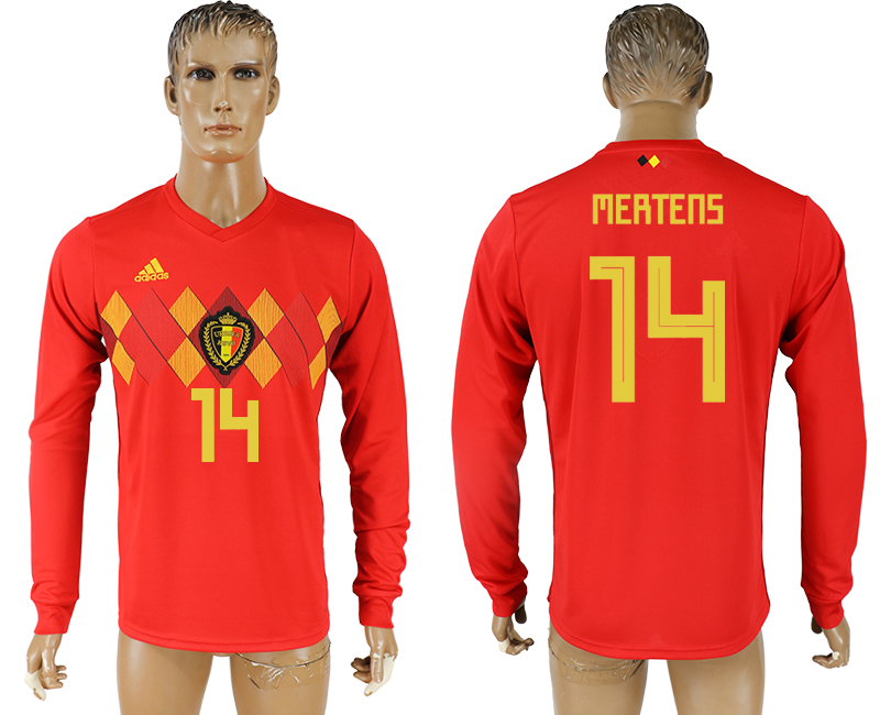 2018 World Cup Men Belgium #14 Mertens Red Home Long Sleeves Soccer Country Jersey 2018 World Cup Men Belgium #14 Mertens Red Home Long Sleeves Soccer Country Jersey