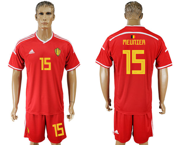 2018 World Cup Men Belgium #15 Meunier Deep Red Home Soccer Country Jersey 2018 World Cup Men Belgium #15 Meunier Deep Red Home Soccer Country Jersey