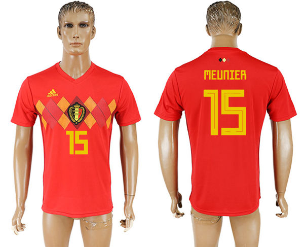 2018 World Cup Men Belgium #15 Meunier Red Home Soccer Country Jersey