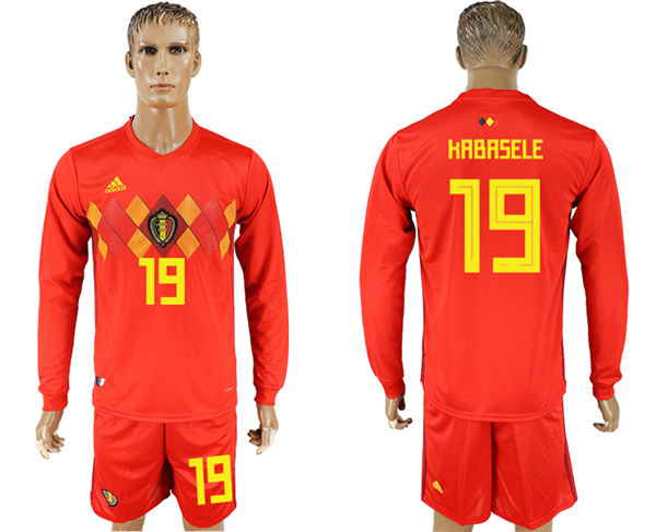 2018 World Cup Men Belgium #19 Kabasele Red Home Long Sleeves Soccer Country Jersey 2018 World Cup Men Belgium #19 Kabasele Red Home Long Sleeves Soccer Country Jersey
